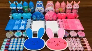RABBIT PINK vs BLUE! Mixing random into GLOSSY slime!Satisfying Misa slime #346