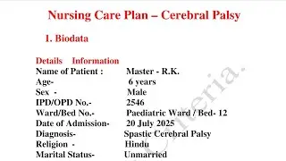 Nursing Care Plan on Cerebral Palsy  #cerebralpalsy 