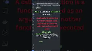 Javascript Callback Function | What is Callback?? #shorts  #javascript #javascriptinterview