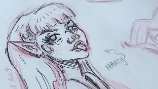 Drawing session n.7 | draw with me at a cafe | Drawing Marceline from Adventure Time