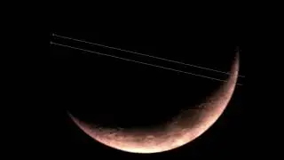 International Space Station transiting the moon, with guide lines
