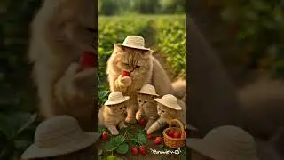 Strawberry Harvest with the Little Family 🍓 #cat #aicats #kitten #funnycats #aiandcats #cute #funny