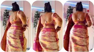 Elegant Cream & Pink Banarasi Saree Look with Stylish Backless Blouse