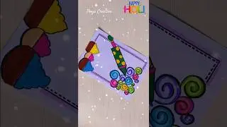 💕Easy and beautiful holi card making idea 2025🌈 Using white paper #holi​ #art​ #ytshorts​ #shorts