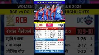 RCB vs Delhi Capitals Women Match 15 Highlights Wpl 2026 #highlights #cricket #rcbvsdc