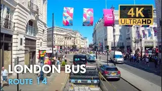 London Bus Ride, Route 14, Double Decker, 4K Virtual Tour