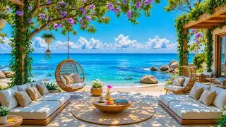 Tropical Seaside Morning with Cheerful Bossa Nova Jazz & Soft Ocean Waves Sound for Upbeat Moods