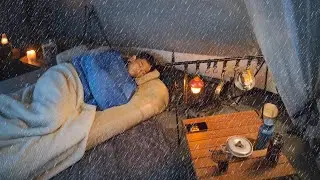 ⛺BIG NEW TENT ⛈️ CAMPING HEAVY RAIN in the forest || RELAXING CAMPING HEAVY RAIN
