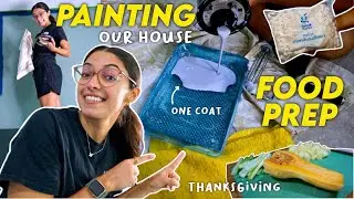 The Best ONE COAT paint & Thanksgiving Food Prep, painting the kitchen & dining room | Vlogmas Day 3