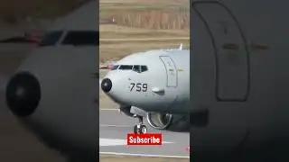 US Navy P8 Submarine Hunter Does a Go Around at Birmingham Airport