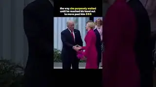Trump's Reaction as woman ignores him to shake hands with melania