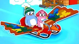 Let's Make Cardboard Car! The Longest Slide Adventure | Pingloo Cartoons For Kids & Nursery Rhymes