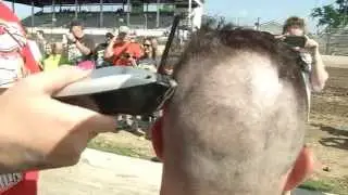 Racers shave their heads to support kids with cancer