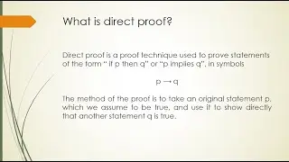 PROOF TECHNIQUE: DIRECT PROOF