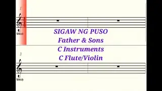 SIGAW NG PUSO - C Instruments Flute/Violin - Play Along Sheet Music Backing Track