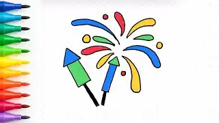 How to draw Fireworks🎆 Easy & colorful drawing for kids