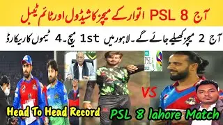 PSL 8 matches schedule & timetable for matches | PSL 8 points table |head-to-head record | HBL PSL 8
