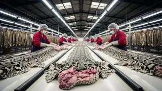 How Snake Skin Becomes a Luxury Jacket  Full Factory Process #SnakeSkinFactory #LuxuryJacket