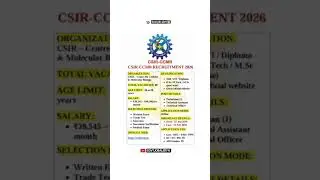 🔬 CSIR-CCMB Recruitment 2026 | 80 Vacancies | Salary up to ₹90,100! 🚀#viral #shorts #viral #csir#job