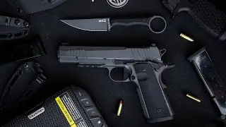 SIG SAUER x MKC: SIG SHORTS Limited Edition Damascus Cerakote 1911X Pistol & Wargoat Knife Kit