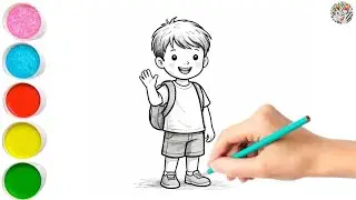 How To Draw Children Drawing Easy || STEP BY STEP 