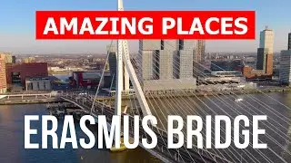 Erasmus Bridge in 4k. Netherlands, Rotterdam to visit