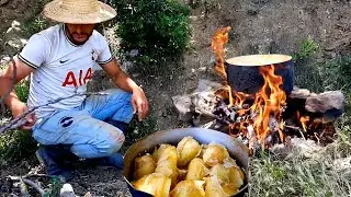 الاجواء في فصل الشتاء وموسم جني البطاطا البلدي والطبخ على نار الحطب في المزرعة في نوحي الحسيمة 