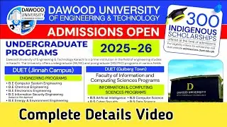 Dawood University Karachi Admission 2025 | Dawood University | DUET