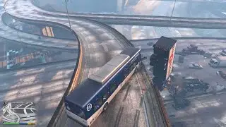 NPCs Drive Off an Overpass One After Another and Cause Endless Chaos - GTA V