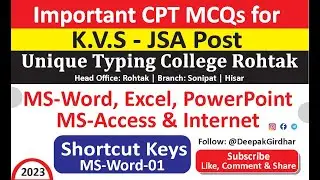 #kvsjsa #cpt MSword #Shortcutkeys -01 #deepakgirdhar #kvs #kvs2023 #computer #excel #msoffice #steno