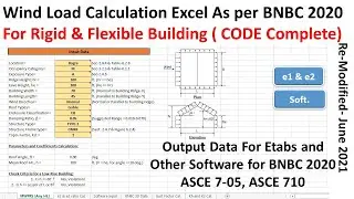 Wind load calculation Excel sheet As per BNBC 2020 (New Version) - Input Data for Etabs and Others