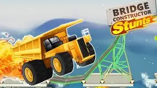 Launching a dump truck off a GIANT RAMP in Bridge Constructor Stunts!