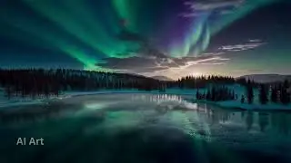 Northern Lights Over Lake Inari ❄️🌌 Arctic Night Reflection & Aurora Ambience | AI Nature Relaxation