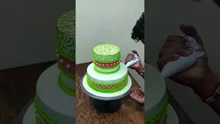 Light Green Color Step Cake design #shortvideo #cake #cakedecoration #shorts