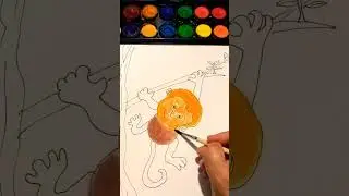 Little Monkey Coloring Animal Picture#shorts