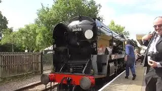 SR no 34059 Sir Archibald Sinclair running around it's train at East Grinstead