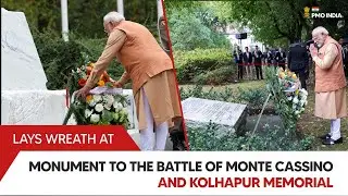 Prime Minister Modi lays a wreath at Monument to the Battle of Monte Cassino and Kolhapur Memorial