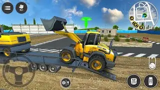Long Trailer Truck Transporting Bulldozer - Construction Vehicles Delivery- Android Gameplay