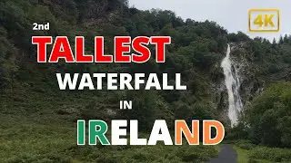 🌧️ Powerscourt Waterfall Wicklow Ireland in 4K | Relaxing Nature Sounds on a Cloudy Day | ASMR