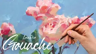 Gouache Sketchbook Painting - Roses and the Sky | Demo by Lena Rivo