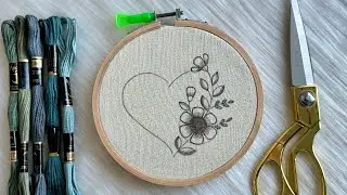 5 minutes Embroidery! Beginner Friendly Floral Heart Embroidery Tutorial🥰Step-by-Step + Free Pattern