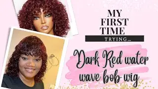 I was scared to try this Dark Red Waterwave Bob Wig #luvmehair #luvmehairreview