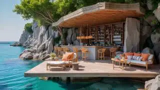 Positive Morning Jazz at Cafe shop at Beach - Jazz Music & Ocean Waves - Good Mood