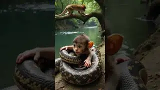 Terrified Baby Monkey Trapped by Giant Snake &ndash; Helpless Mother Watches!