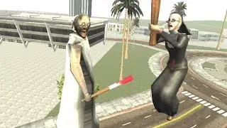 Giant Evil Nun Vs  Granny Fight in Indian Bike Driving 3D