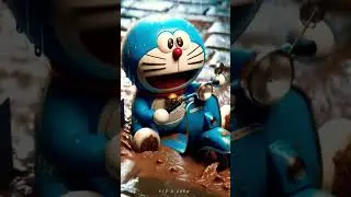 Doraemon Delivers a Pizza but Gets Stuck in the Rain &ndash; A Cat Comes to Help! #cartoonfun #viralshorts