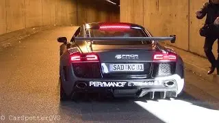 Audi R8 PD GT850 Prior Design - LOUD Revs & Full Acceleration Into Tunnel!
