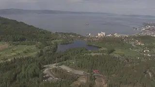 Trondheimsfjorden, Rissa, landbruksomr&aring;de, Melhus, Bymarka - Flying Over Norway
