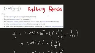Rydberg formula to calculate wavelength of photon emitted or absorbed by electrons in hydrogen