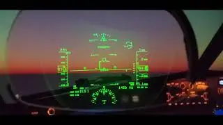 Pilots eye view through an airliner HUD
